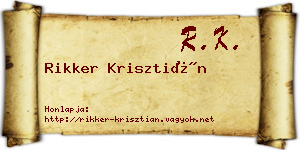 Rikker Krisztián névjegykártya